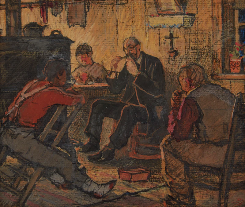 Clarence Alphonse Gagnon, The Doctor, drawing and gouache - view 1