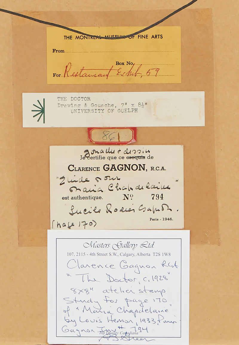 Clarence Alphonse Gagnon, The Doctor, drawing and gouache - view 4