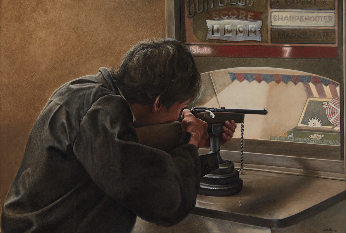 Kenneth Danby, Sharpshooter, egg tempera on board, 1971