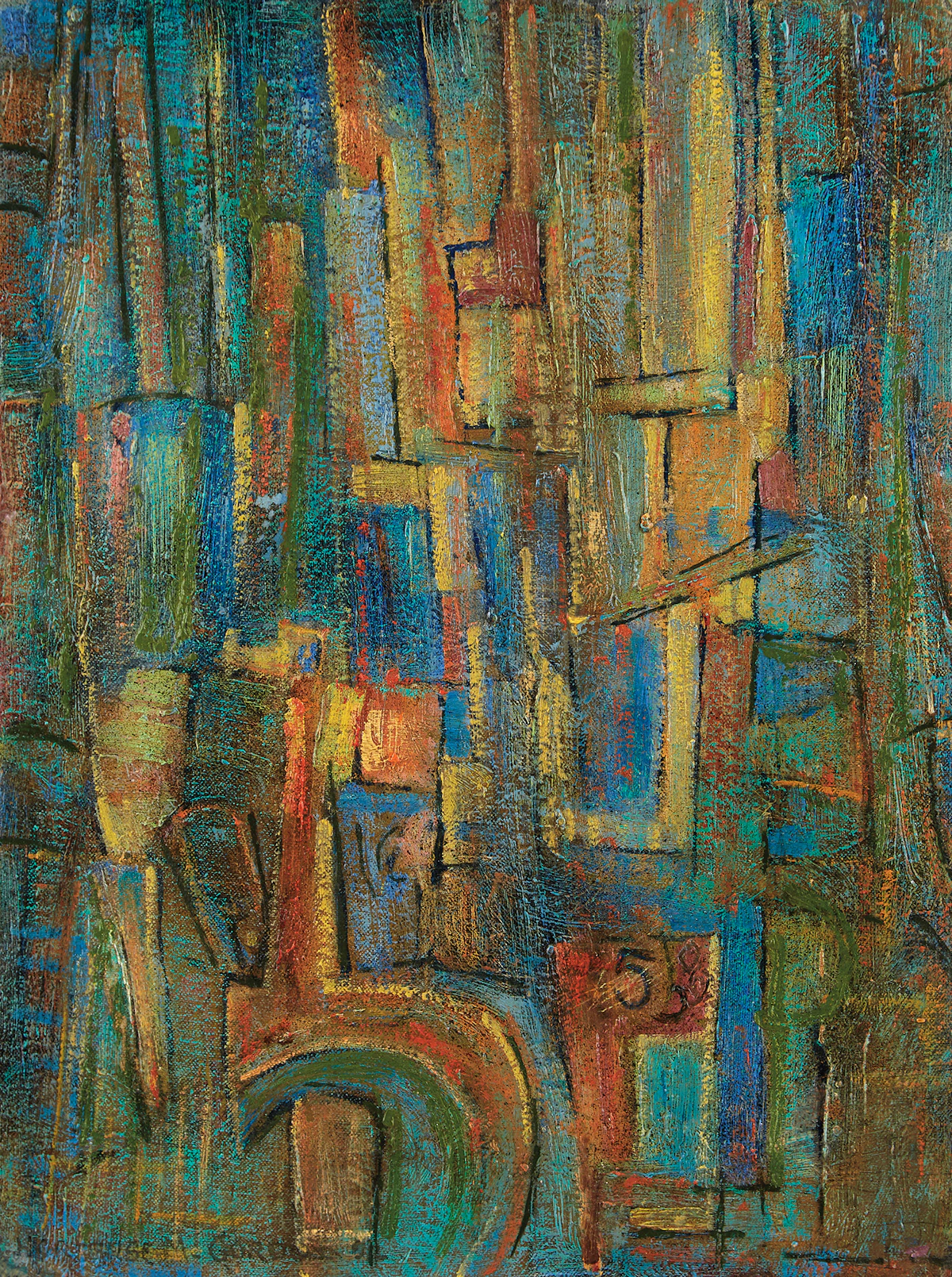 Hortense Mattice Gordon, Votive Lights, oil on canvas board