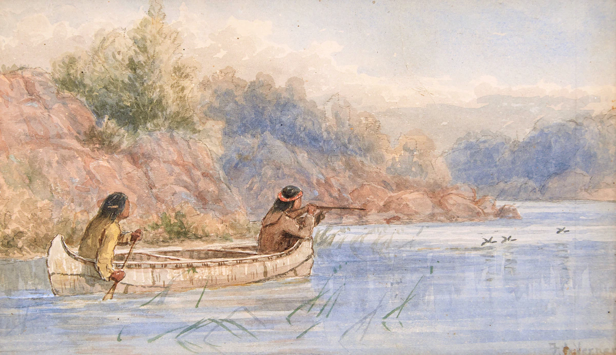 Frederick Arthur Verner, Hunting by Canoe, watercolour on paper, 1877