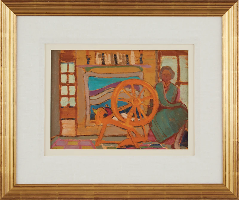 Anne Douglas Savage, At the Spinning Wheel, oil on board - view 2