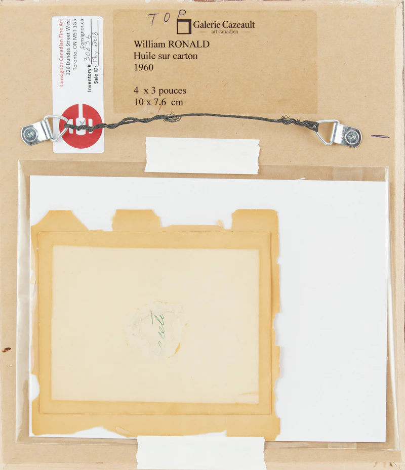 William Ronald, Abstraction, oil on card, 1960 - view 3