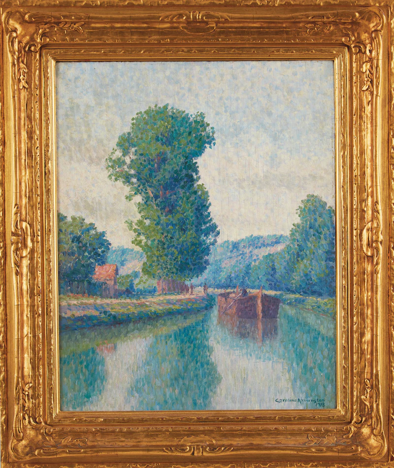 Caroline Helena Armington, Barge on the Canal, oil on panel, 1918 - view 2