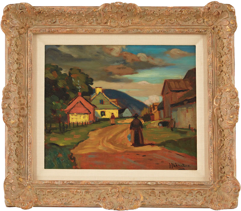 John Young Johnstone, Village Scene, St. Joachim, Quebec, oil on board - view 2