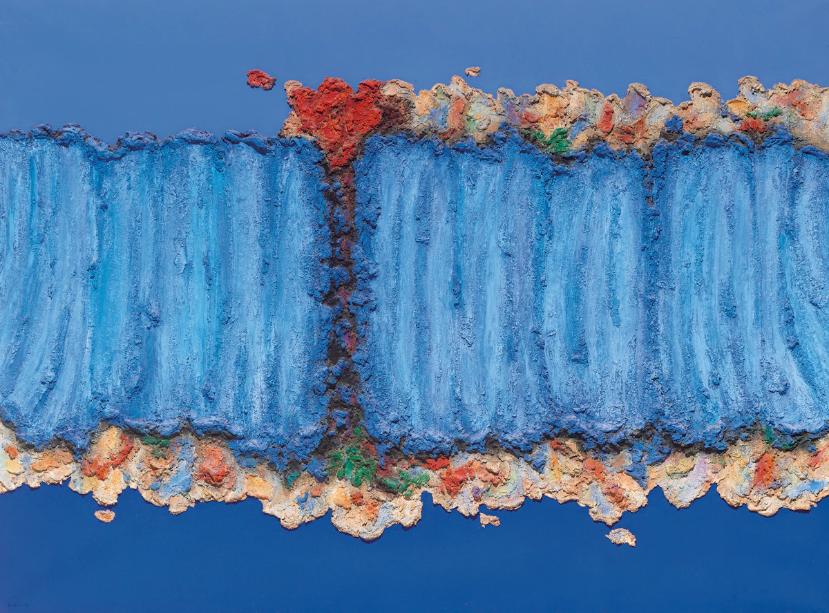 Fernand Toupin, Mon pays bleu, acrylic and powdered marble on canvas