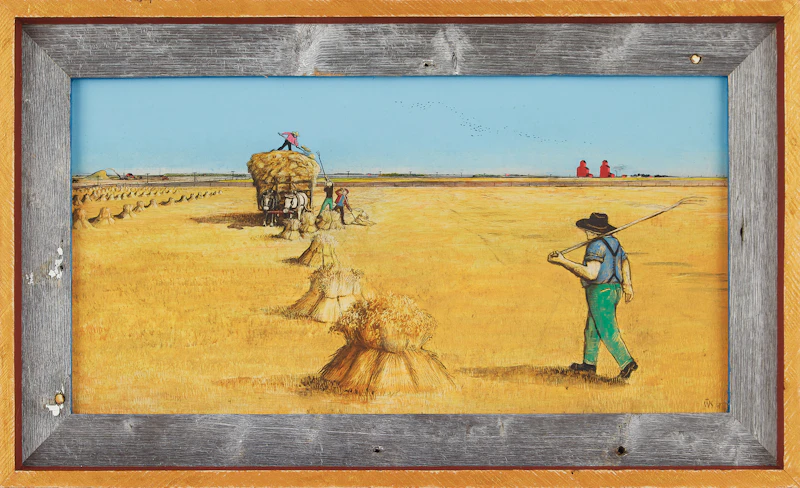 William Kurelek, Hauling Hay, mixed media on board, 1967 - view 2