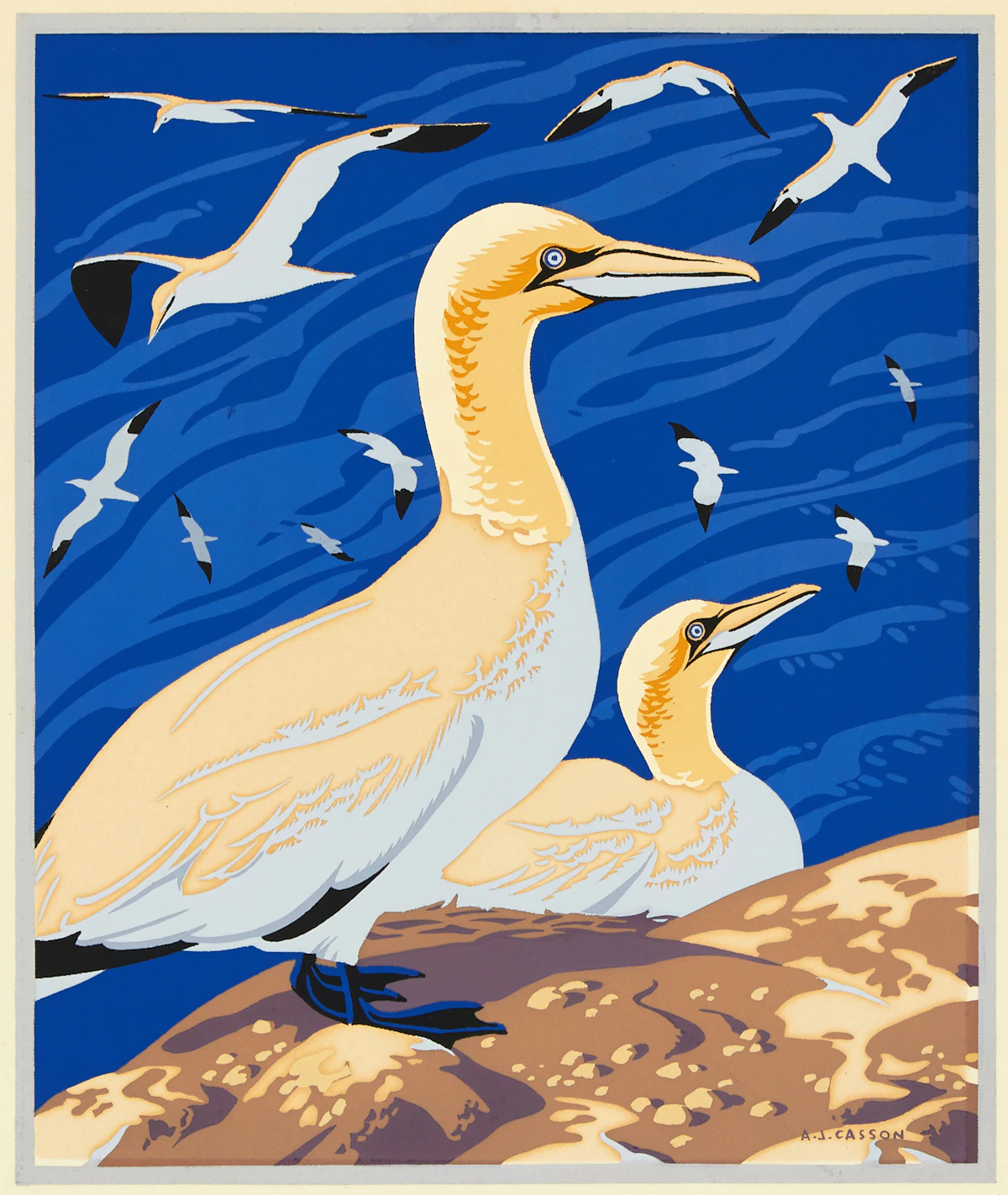 Alfred Joseph Casson, The Solan Goose or Gannet, colour silkscreen
