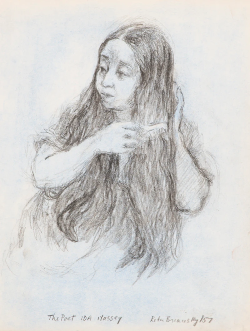 Rita Briansky, Self Portrait; My Mother; Chess Players; The Poet Ida Massey;  Joseph; Downtown, assorted media on paper (6) - view 3