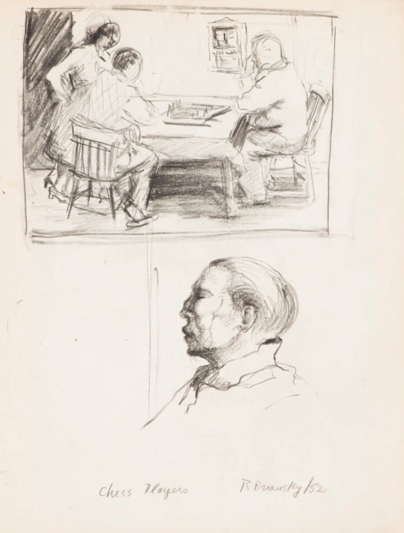 Rita Briansky, Self Portrait; My Mother; Chess Players; The Poet Ida Massey;  Joseph; Downtown, assorted media on paper (6) - view 4