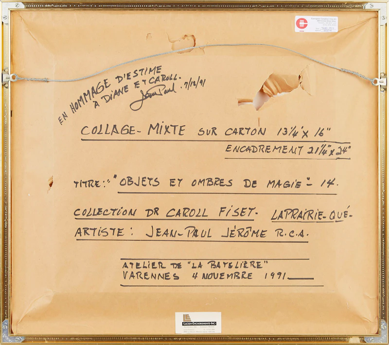 Jean-Paul Jérôme, Objets et ombres de magie, mixed media collage on card, 1991 - view 3