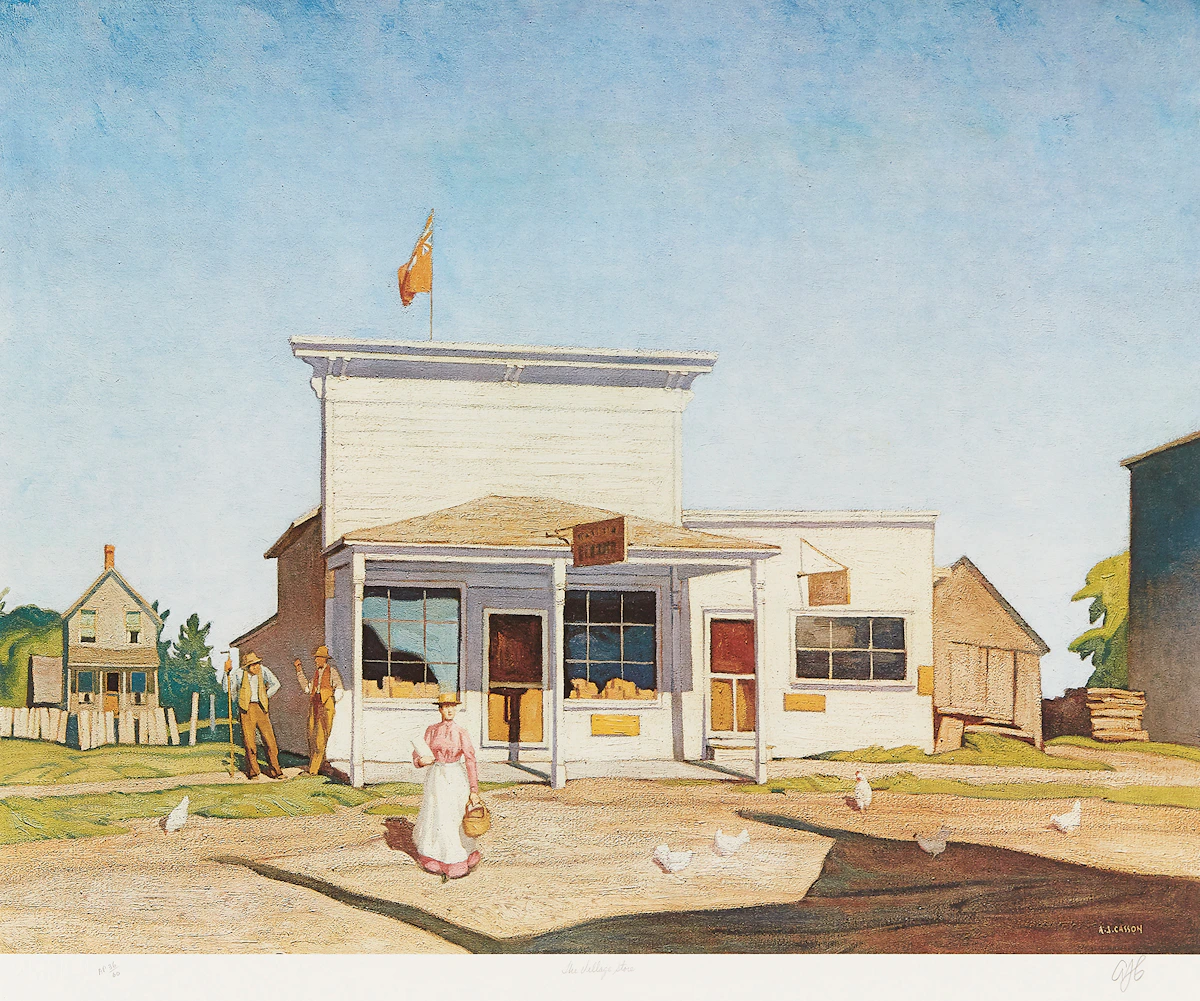 Alfred Joseph Casson, Sunday Morning; On the York River; The Village Store, three colour serigraphs