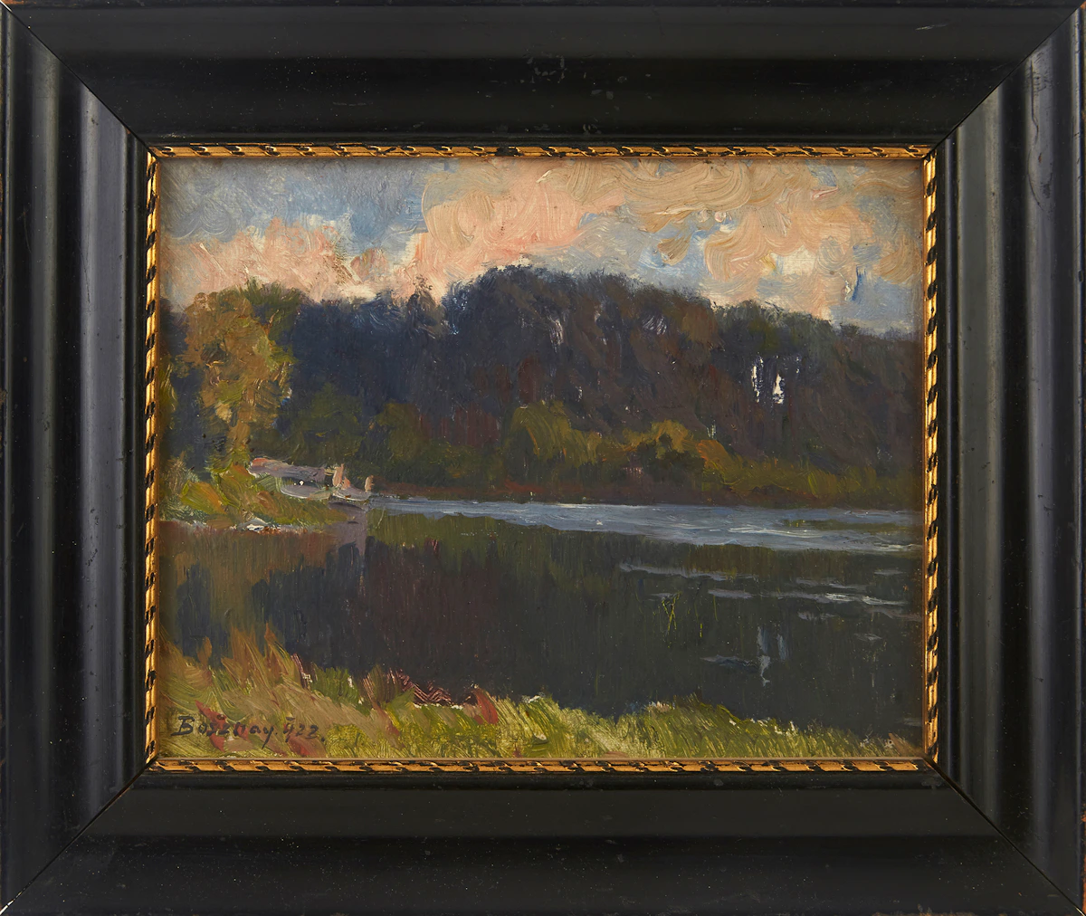 Istvan Bosznay, Lakeside Landscape, oil on board