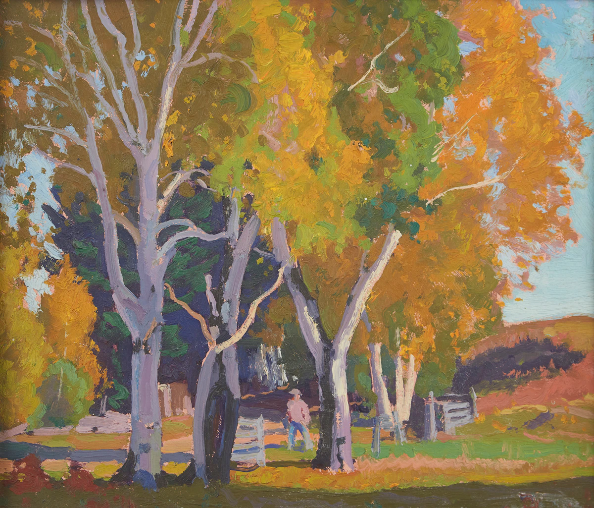 Frederick Stanley Haines, Figure within the Trees, oil on board