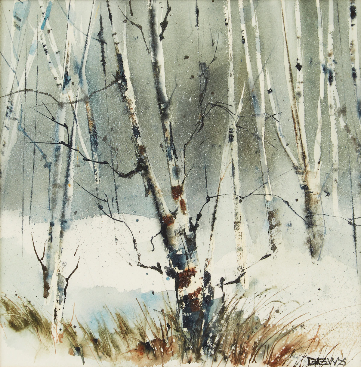 Pat Dews, Winter Landscape, watercolour