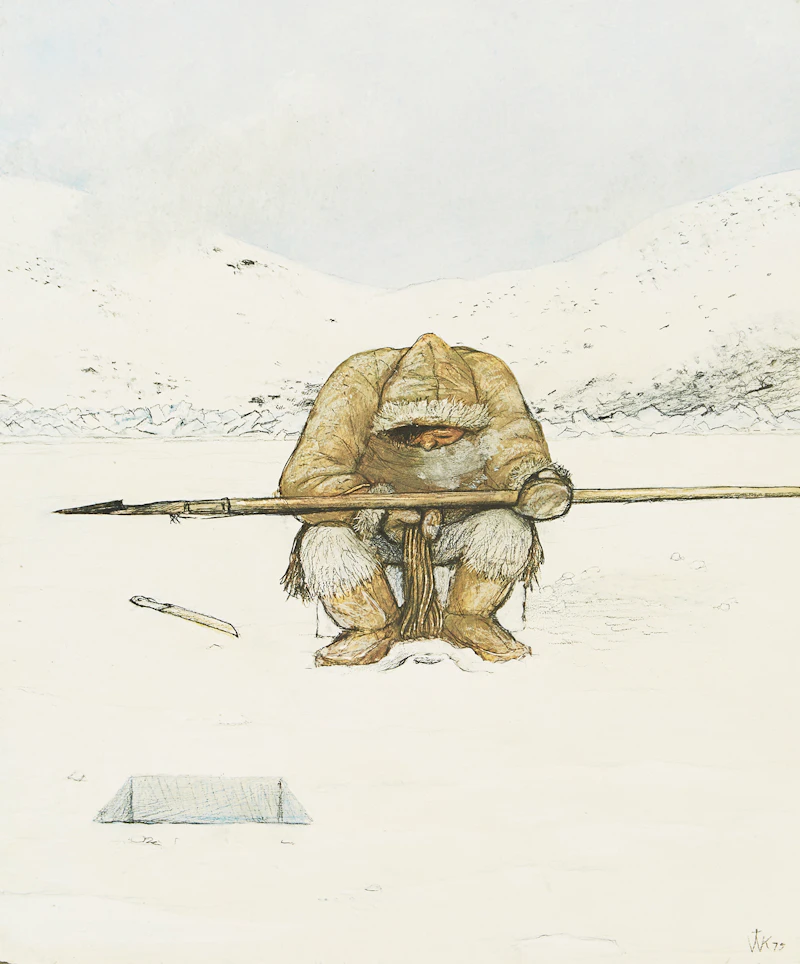 Hunter at Breathing Hole by William Kurelek