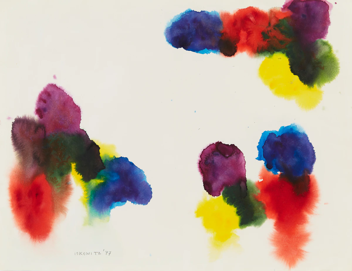 Gershon Iskowitz, Abstraction in Blues, Reds, Yellow, Greens and Violets, watercolour, 1977
