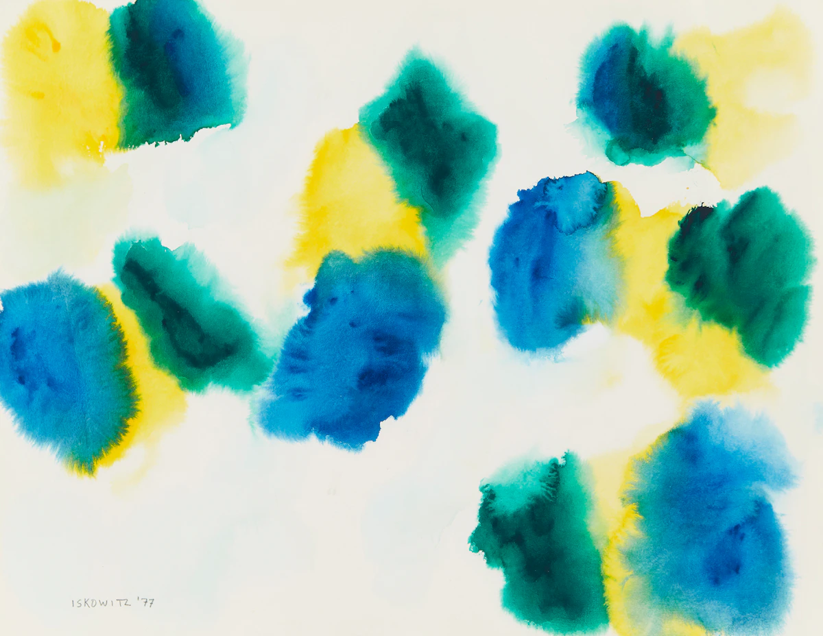 Gershon Iskowitz, Abstraction in Blue, Green and Yellow, watercolour, 1977