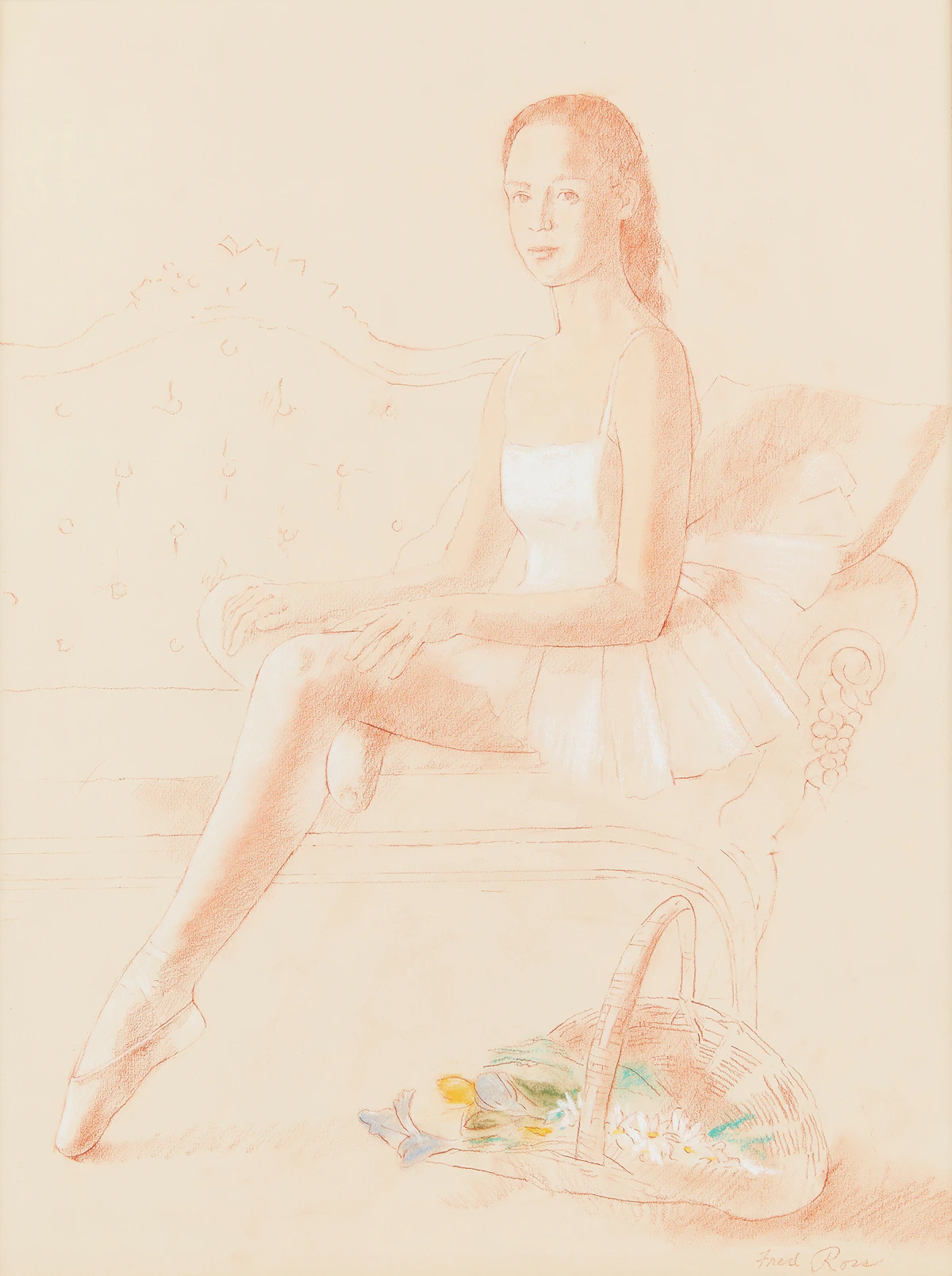 Fred Ross, Young Dancer in White, pastel and ink, 1985