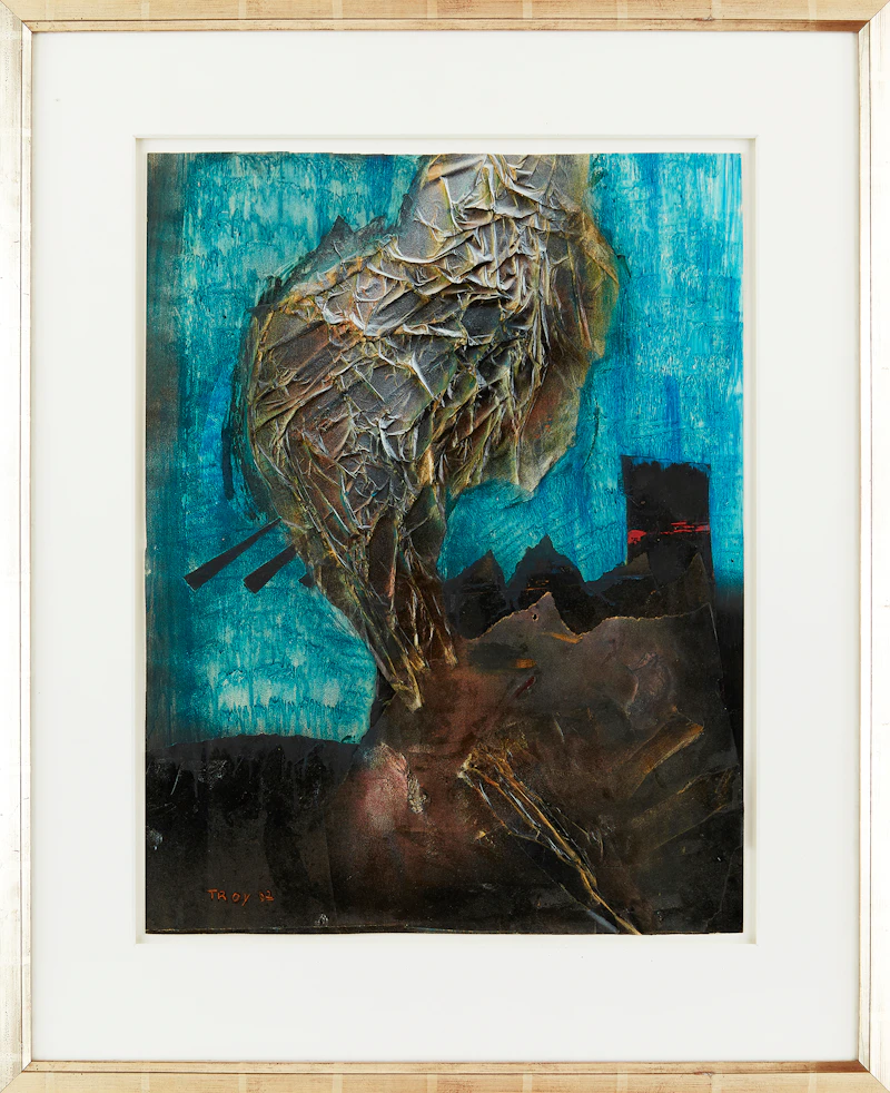 Cecil Joseph Troy, Abstraction in Blue and Black, mixed media collage, 1962 - view 2
