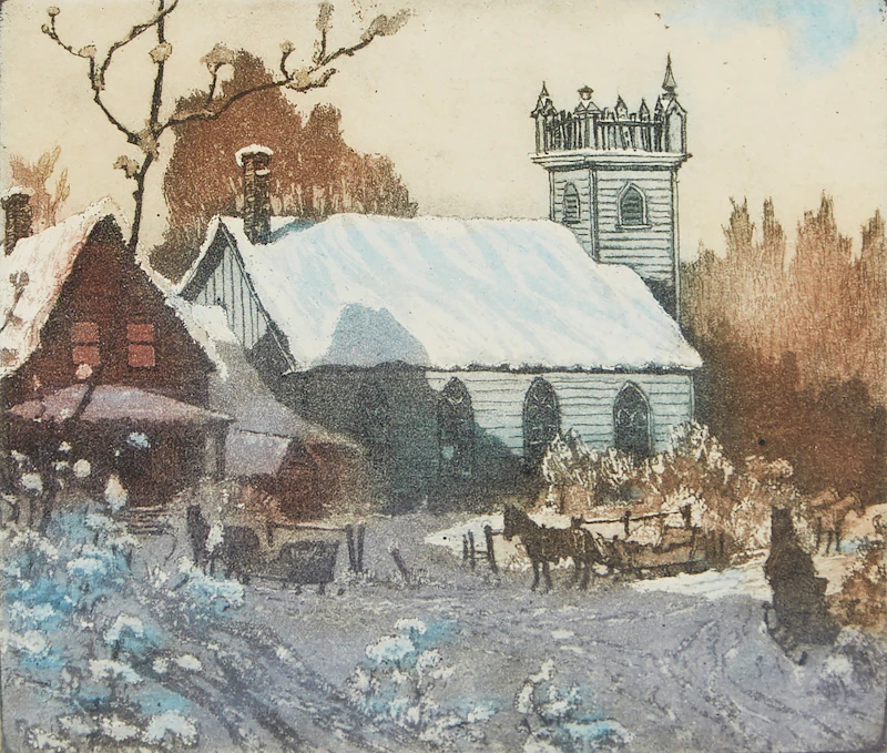 Nicholas Hornyansky, The Old Smithy; Waiting Teams, pair of colour aquatints - view 4