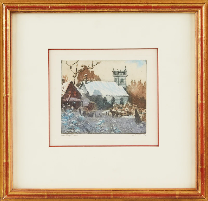 Nicholas Hornyansky, The Old Smithy; Waiting Teams, pair of colour aquatints - view 5