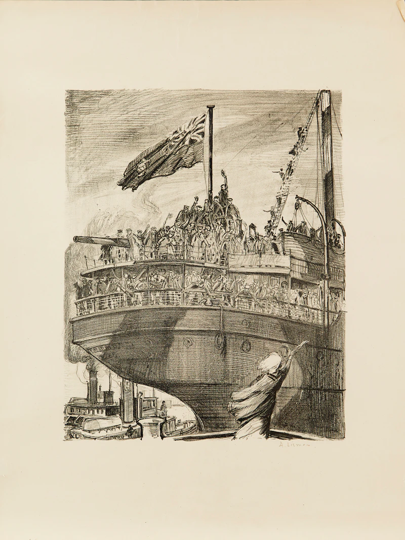 Arthur Lismer, Departure of a Troop Ship 1918-1919, lithograph - view 2