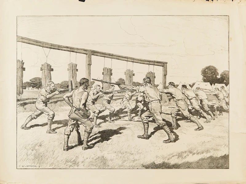 Charles William Jefferys, Training Camp, lithograph, 1919 - view 2