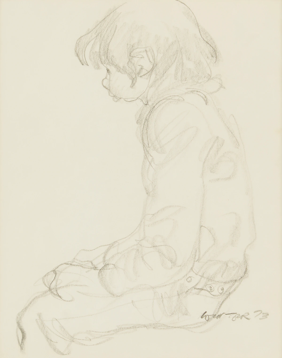 William Arthur Winter, Pensive, pencil drawing, 1973