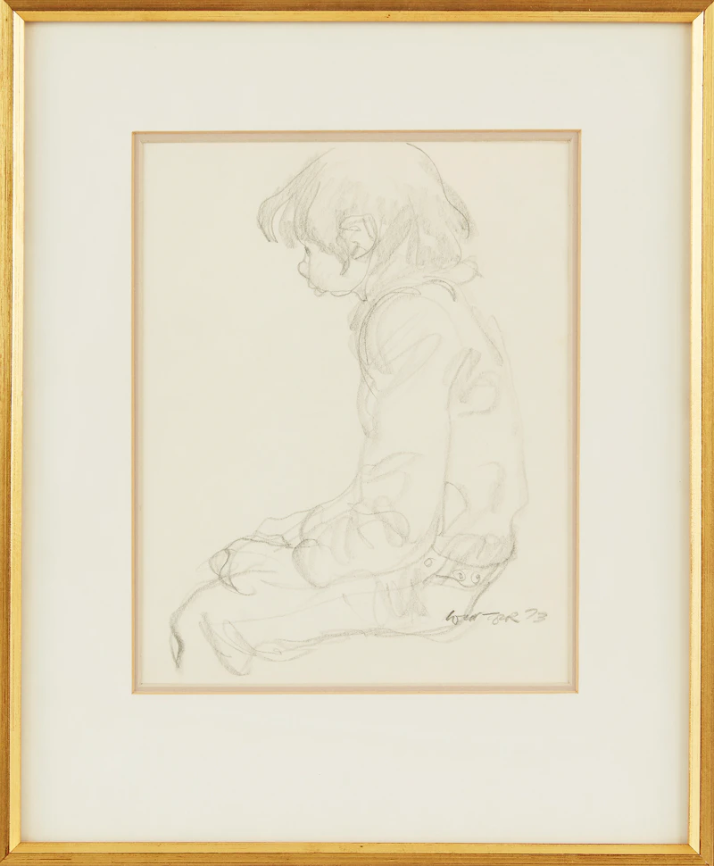 William Arthur Winter, Pensive, pencil drawing, 1973 - view 2