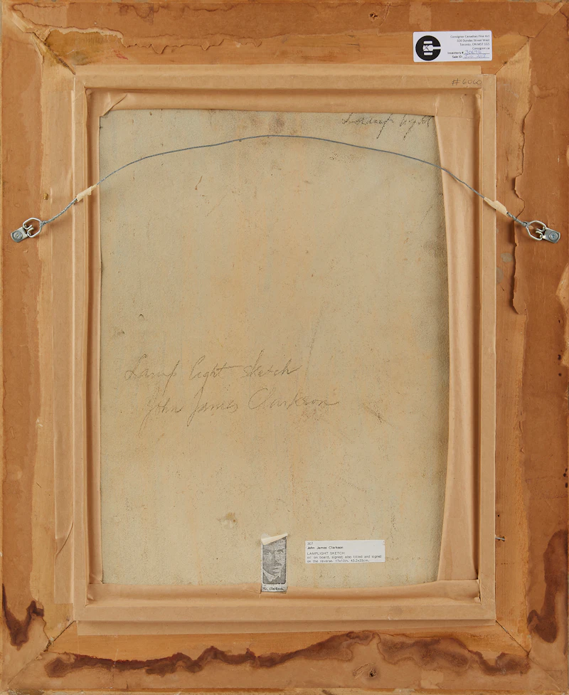 John James Clarkson, Lamplight Sketch, oil on board - view 3