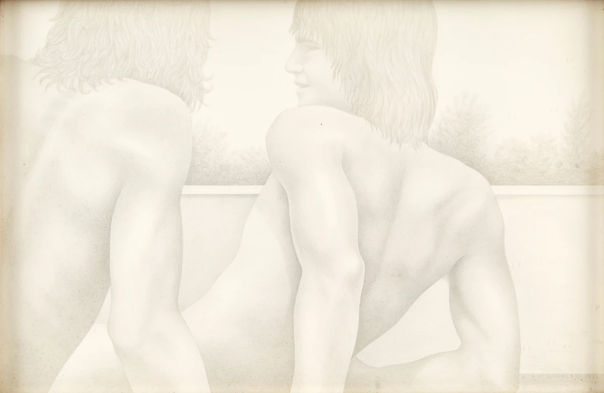 Robert M. Winkler, Pool View No. 2, goldpoint drawing on gessoed masonite, 1976