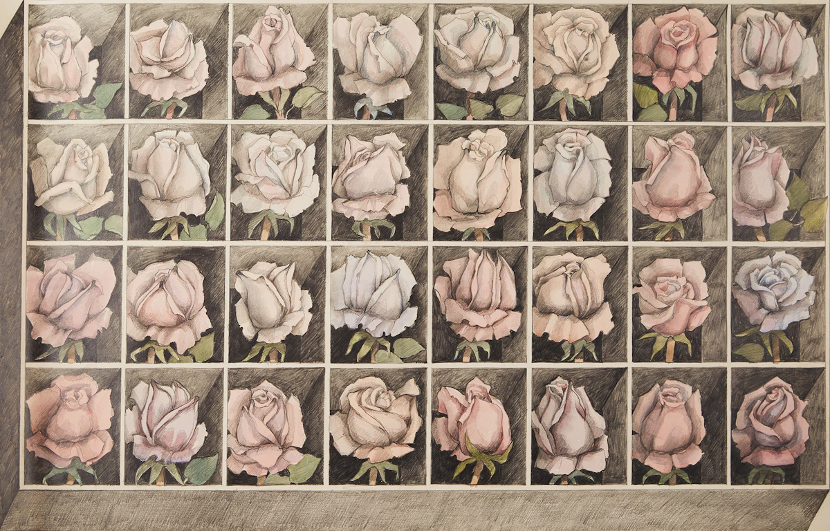 Frank Nulf, Box of Roses (Syndenham Rose Series), watercolour and graphite, 1990