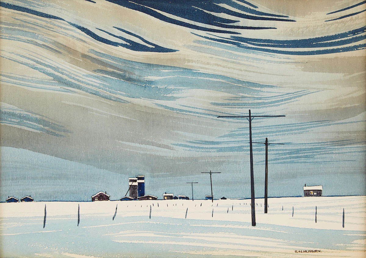 Robert N. Hurley, Prairies in Winter, watercolour