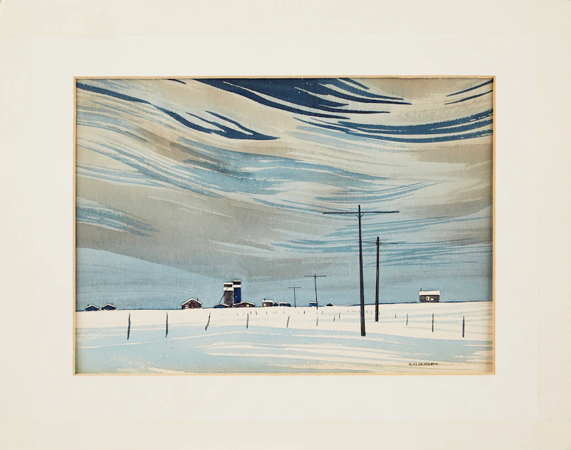 Robert N. Hurley, Prairies in Winter, watercolour - view 2