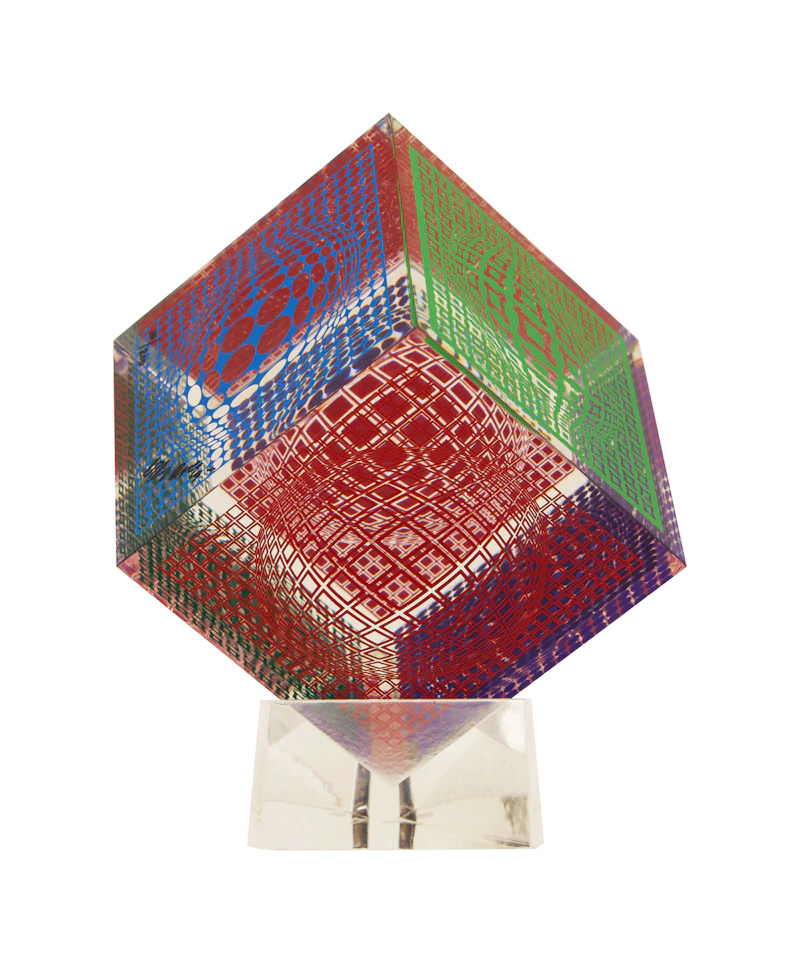 Victor Vasarely, Cube, acrylic and silkscreen sculpture - view 2