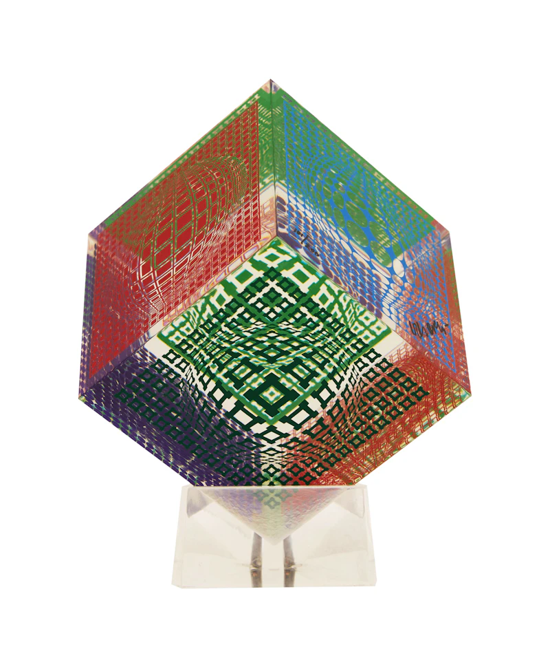 Victor Vasarely, Cube, acrylic and silkscreen sculpture - view 3