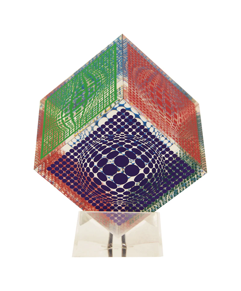 Victor Vasarely, Cube, acrylic and silkscreen sculpture - view 4