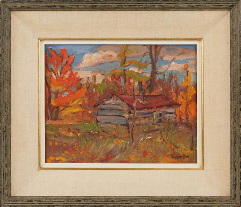 Ralph Wallace Burton, Log Cabin in the Woods, oil on panel, 1968 - view 2