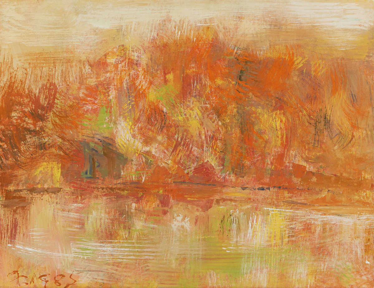 Michael Forster, Abstract Landscape in Orange, oil on canvas, 1985