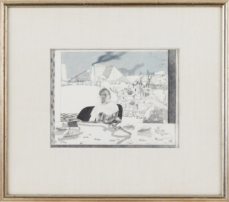 Ivan Kenneth Eyre, Untitled (Landscape with Wheeled Horses), mixed media on paper, 1977 - view 2