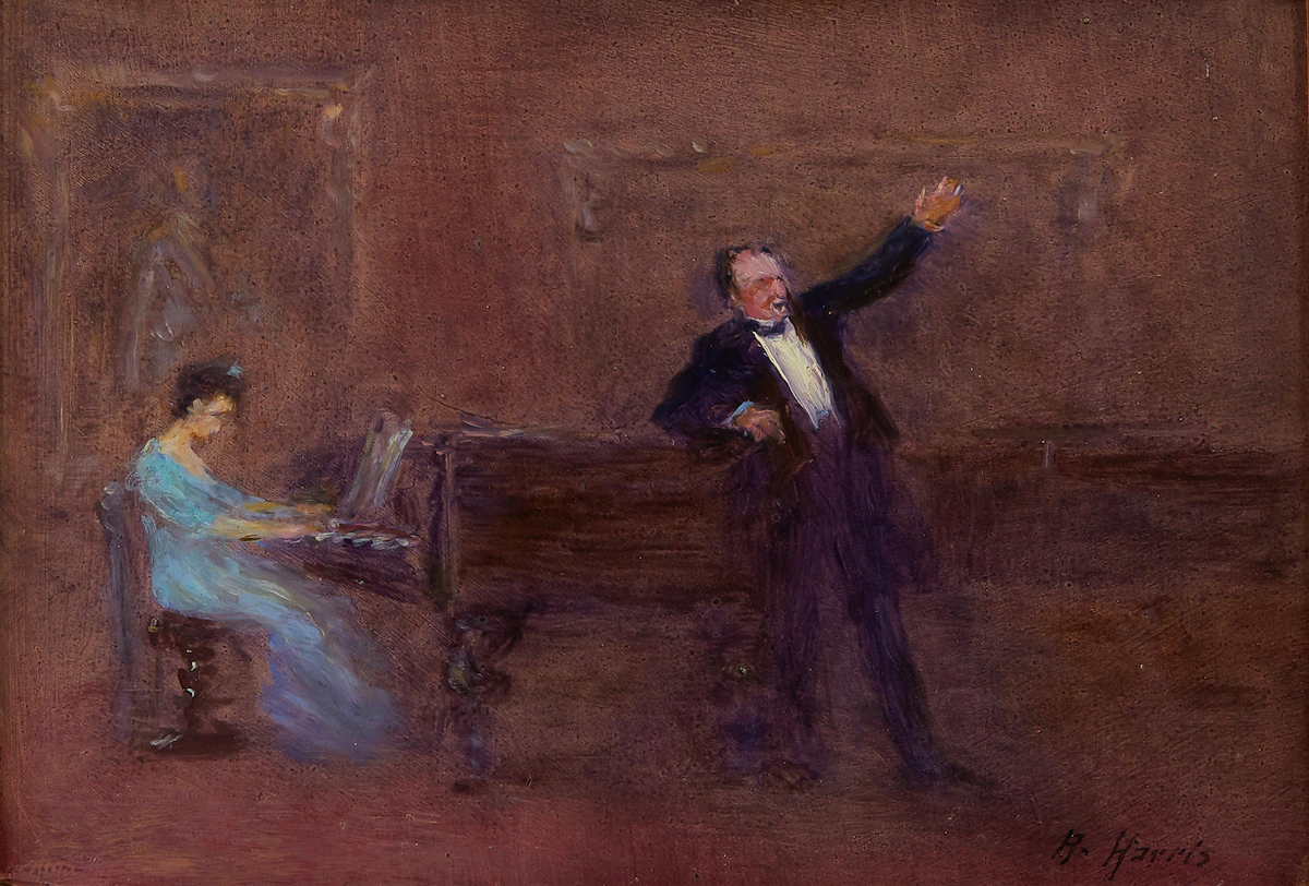 Robert Harris, The Recital (At the Heinrich Song Recital), oil on board, 1908