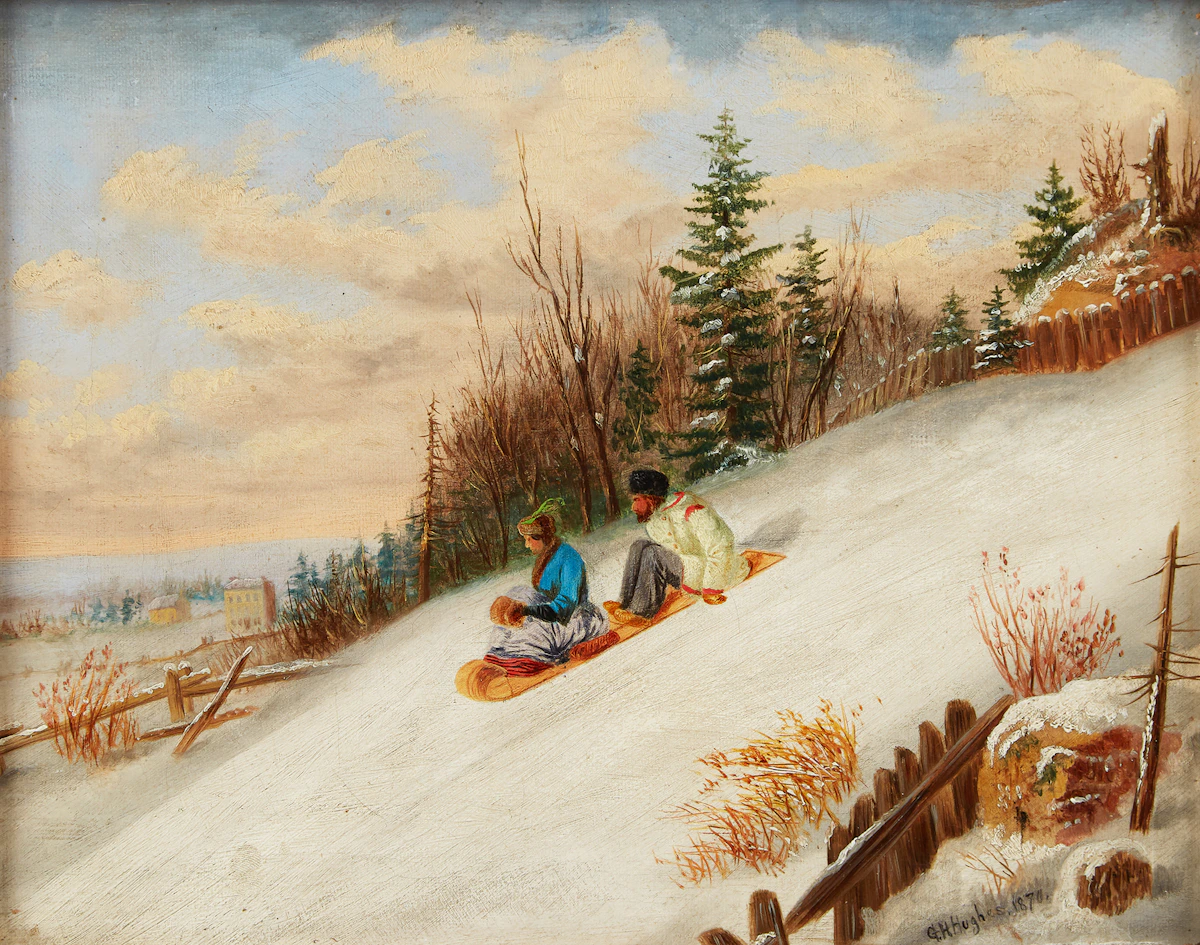 George Hart Hughes, Tobogganing Scene, oil on canvas, 1870