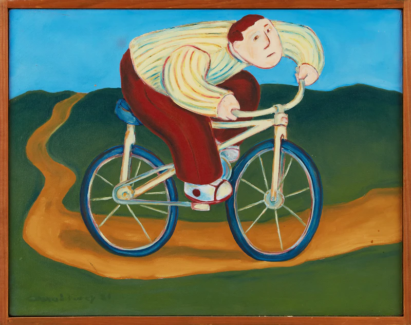 Conrad Furey, Cyclist, oil on canvas - view 2