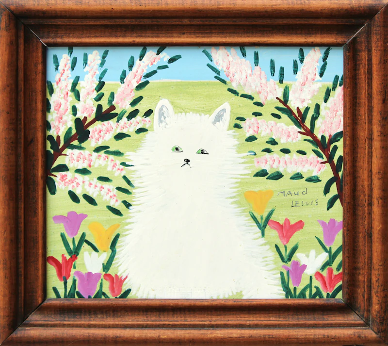 Maud Lewis, The White Cat, mixed media on board - view 2