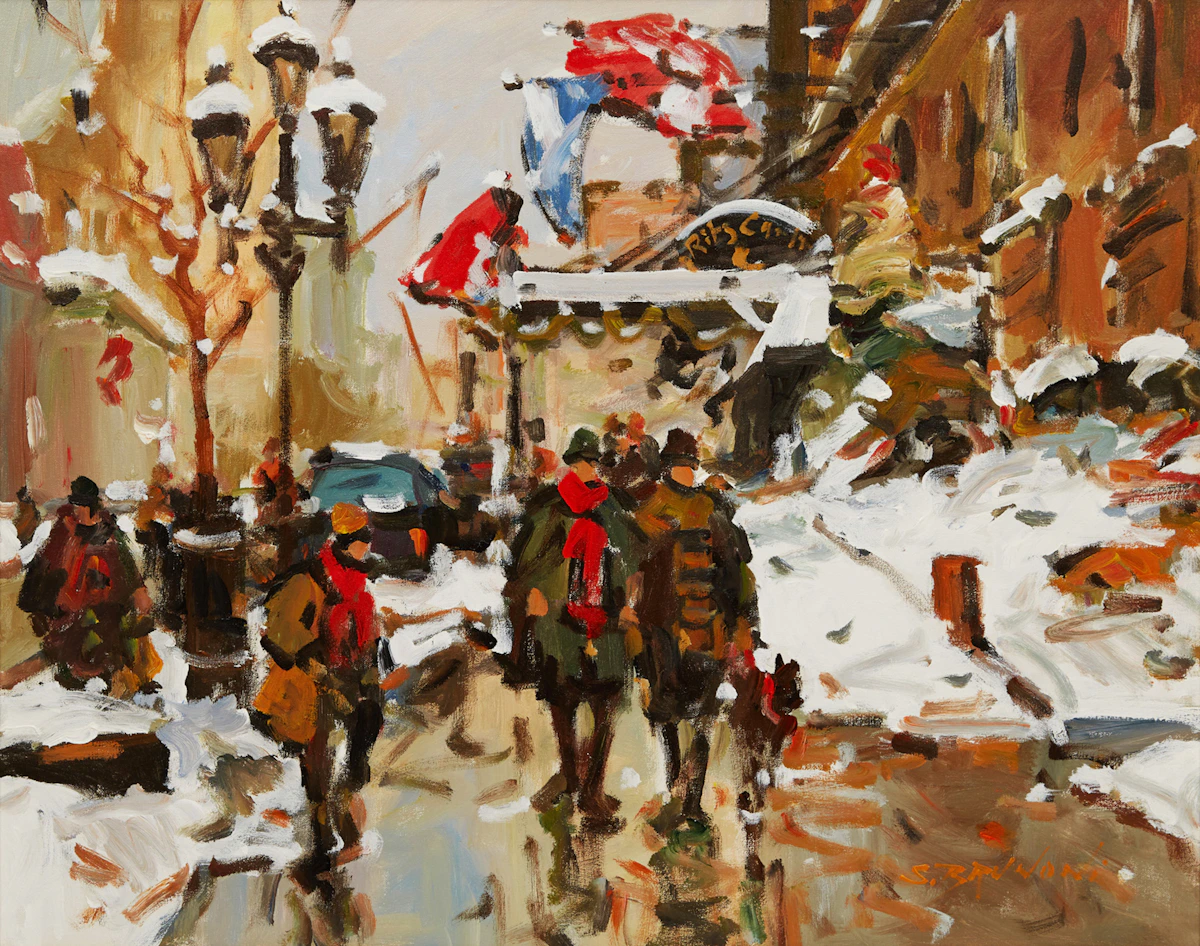 Serge Brunoni, Montréal, Sherbrooke St., oil on canvas