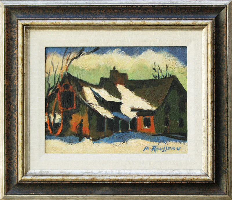 Albert Rousseau, Winter Village Scene, oil on board - view 2
