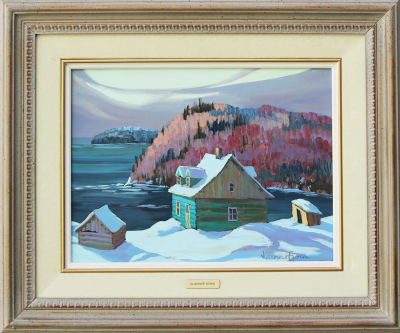Vladimir Horik, Winter Cabin Scene, oil on board - view 2