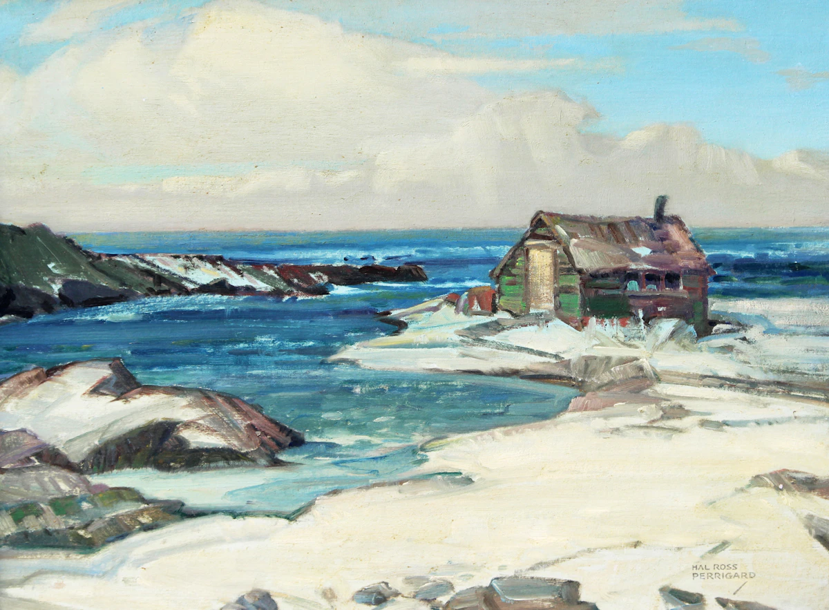 Hal Ross Perrigard, Winter by the Sea, oil on canvas board