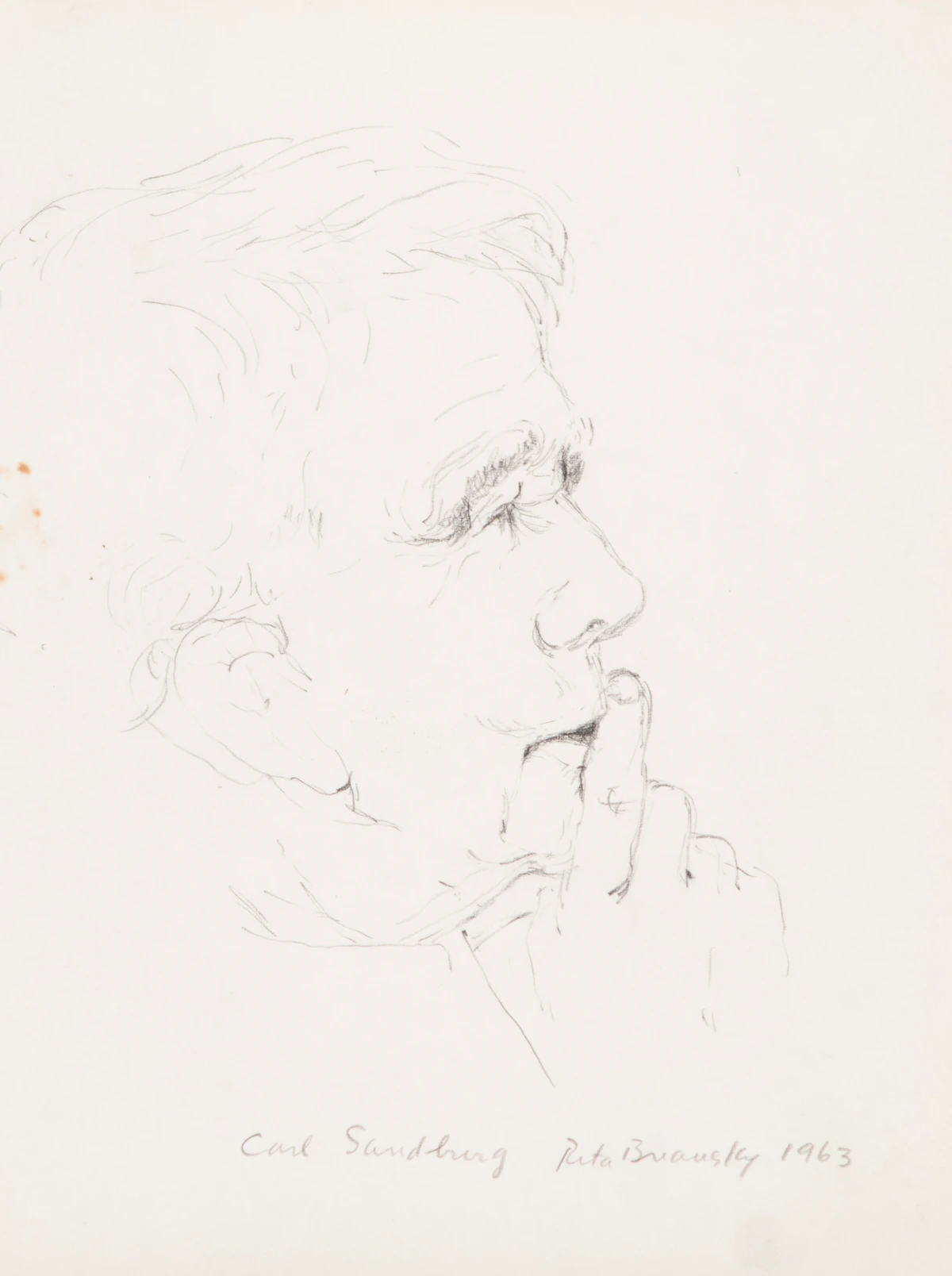 Rita Briansky, Dress Rehearsal; Time Out; Wendy Playing the Recorder; Carl Sandberg, assorted media on paper (4)